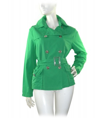 Claudia Gil Woman Jacket Model Short Trench Green