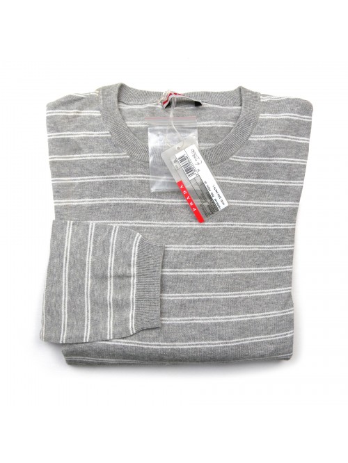 Prada Maglia Uomo Mod. SMM448 Rigato Grigio e Bianco Prada Maglia Uomo Mod. SMM448 Rigato Grigio e Bianco