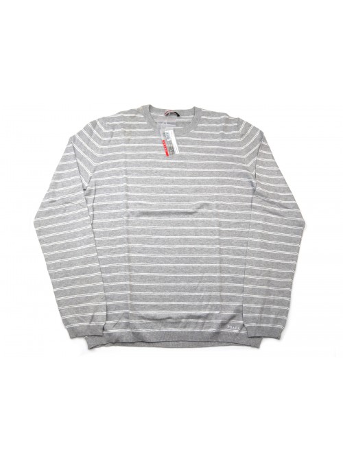 Prada Maglia Uomo Mod. SMM448 Rigato Grigio e Bianco