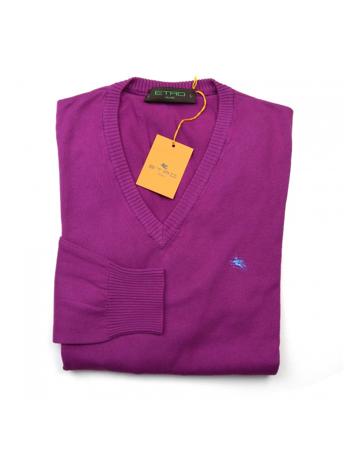 Etro Maglia Uomo Mod. 141369067 V-Neck COL 401 Magenta Scuro Etro Maglia Uomo Mod. 141369067 V-Neck COL 401 Magenta Scuro