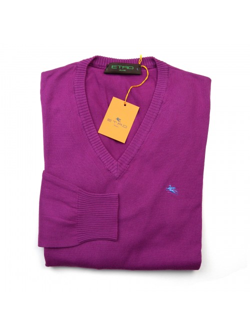 Etro Maglia Uomo Mod. 141369067 V-Neck COL 401 Magenta Scuro Etro Maglia Uomo Mod. 141369067 V-Neck COL 401 Magenta Scuro