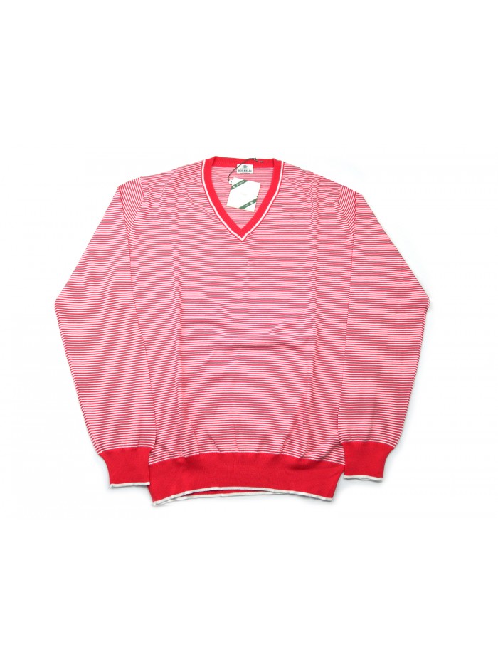 Luigi Borrelli Maglia Uomo Mod. BB28193 COL 26340 Rigato Corallo/Bianco