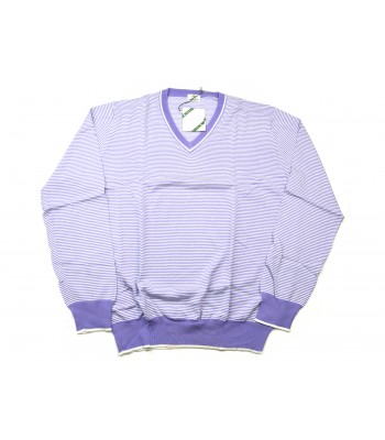 Luigi Borrelli Maglia Uomo Mod. BB28193 COL 26460 Rigato Glicine/Bianco 2