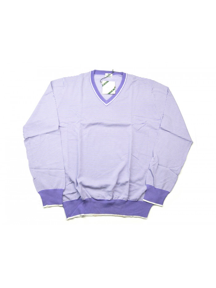 Luigi Borrelli Maglia Uomo Mod. BB28193 COL 26460 Rigato Glicine/Bianco