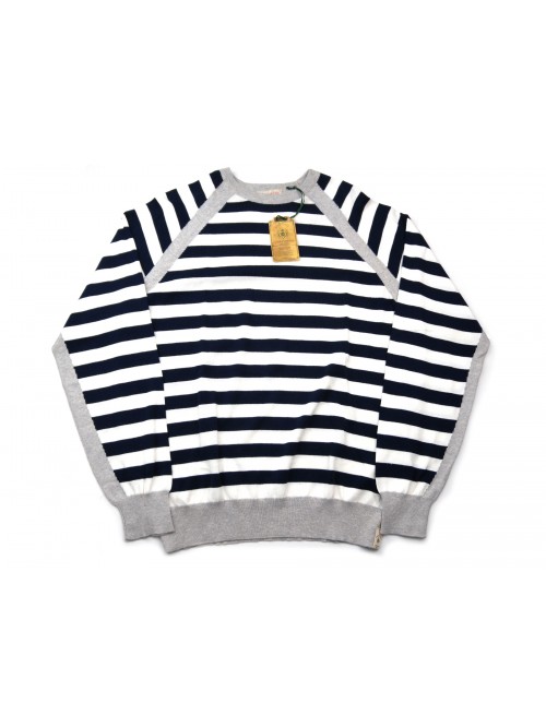 Luigi Borrelli Maglia Uomo Mod. BB281822 COL 26580 Rigato Raglan Blu/Bianco/Grigio