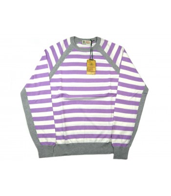 Luigi Borrelli Maglia Uomo Mod. BB281822 COL 26460 Rigato Raglan Glicine/Bianco/Grigio 2