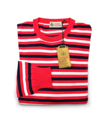 Luigi Borrelli Sweater Man Mod. BL28272 COL 29340 Striped Red / White / Blue