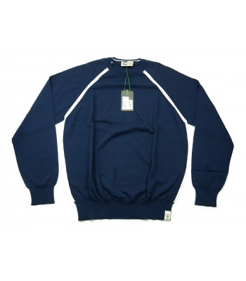 Luigi Borrelli Sweater Man Mod. BL28232 COL 27580 Raglan Plain Blue / White