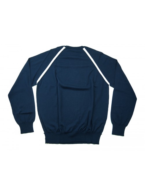 Luigi Borrelli Maglia Uomo Mod. BL28232 COL 27580 Raglan Unito Blu/Bianco