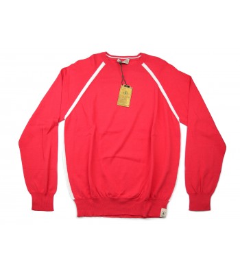 Luigi Borrelli Sweater Man Mod. BL28232 COL 27455 Raglan Plain Coral / White