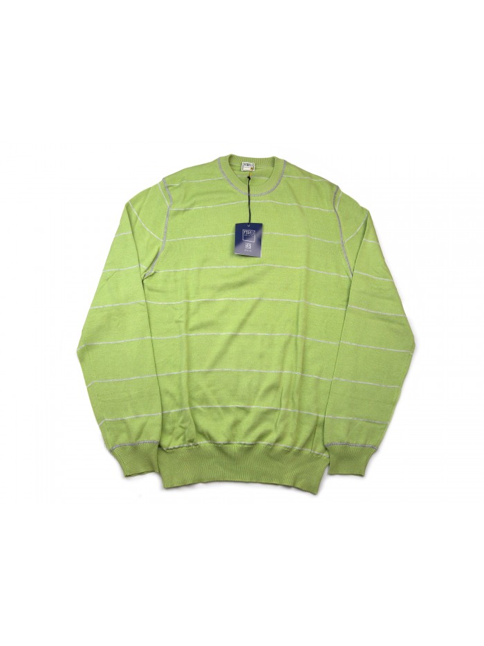 Fedeli Shirt Man Mod. Argentina OIEGKR 085206 Lime Green Striped