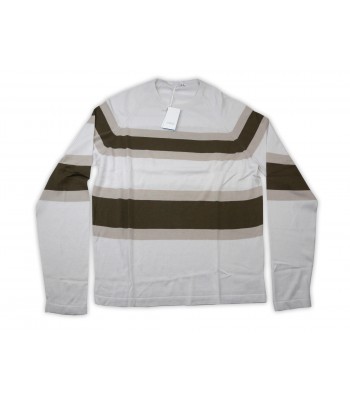 Malo Sweater Man Mod. RE28N2E0006EB486 Horizontal Bands Beige / Taupe 2