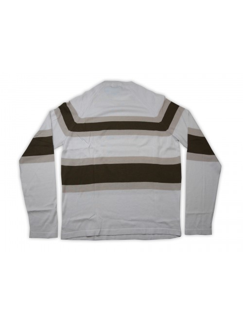Malo Sweater Man Mod. RE28N2E0006EB486 Horizontal Bands Beige / Taupe