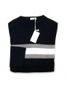 Malo Sweater Man Mod. RE28NEE0006EB48708 Horizontal Bands Gray / Cream