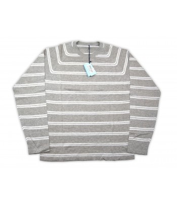 Malo Sweater Man Mod. PE2800E006EA38607 10801 Horizontal Lines Gray / White