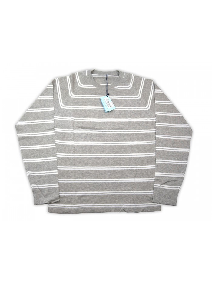 Malo Sweater Man Mod. PE2800E006EA38607 10801 Horizontal Lines Gray / White Malo Sweater Man Mod. PE2800E006EA38607 10801 Horizontal Lines Gray / White