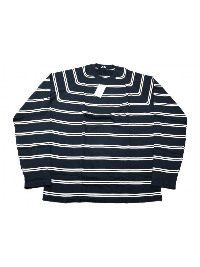 Malo Sweater Man Mod. PE28AFE0006E619007 100803 Horizontal Lines Blue / White Malo Sweater Man Mod. PE28AFE0006E619007 100803 Horizontal Lines Blue / White
