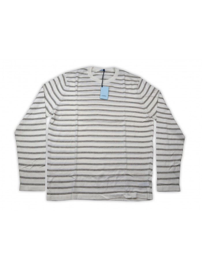 Malo Sweater Man Mod. PE28AFE0006EA21607 100803 Horizontal Lines Gray / White