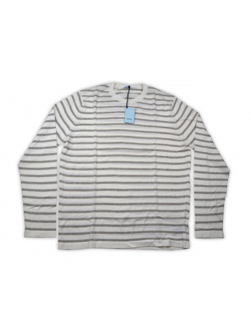 Malo Sweater Man Mod. PE28AFE0006EA21607 100803 Horizontal Lines Gray / White