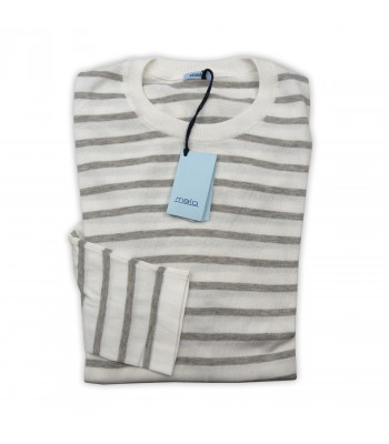 Malo Sweater Man Mod. PE28AFE0006EA21607 100803 Horizontal Lines Gray / White