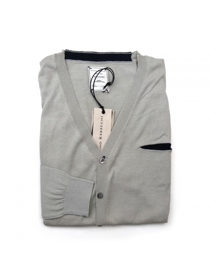 Massimo Rebecchi Cardigan Man Mod. QOB603KB COL 023 V Neck Classic Pearl Massimo Rebecchi Cardigan Man Mod. QOB603KB COL 023 V Neck Classic Pearl