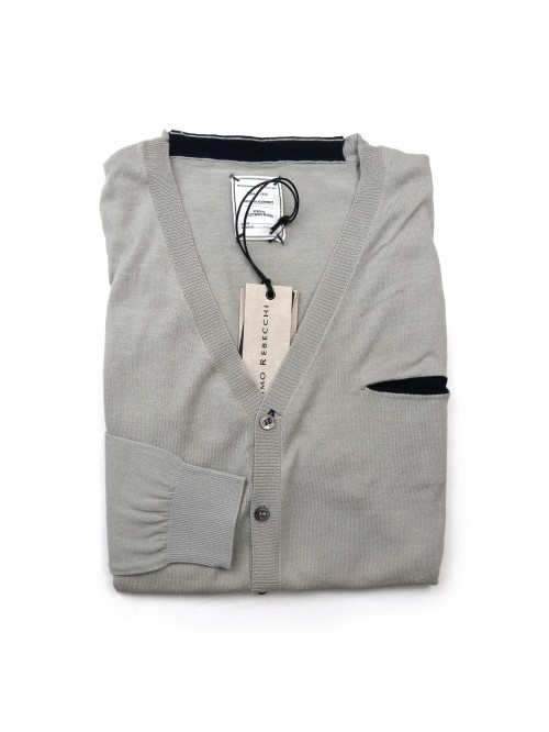 Massimo Rebecchi Cardigan Man Mod. QOB603KB COL 023 V Neck Classic Pearl Massimo Rebecchi Cardigan Man Mod. QOB603KB COL 023 V Neck Classic Pearl