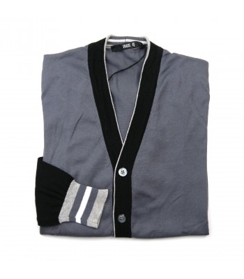 +39 Masq Cardigan Uomo Mod. PEM9661 VAR 8131 V Neck Nero/Grigio