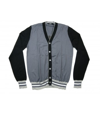 +39 Masq Cardigan Man Mod. PEM9661 VAR 8131 V Neck Black / Gray 2
