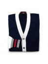 +39 Masq Cardigan Uomo Mod. PEM9661 VAR 8129 V Neck Blu/Bianco