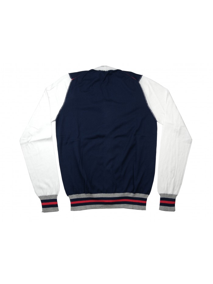 +39 Masq Cardigan Uomo Mod. PEM9661 VAR 8129 V Neck Blu/Bianco