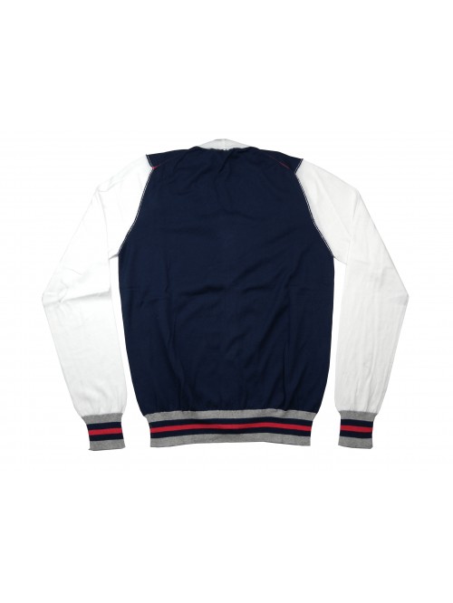 +39 Masq Cardigan Uomo Mod. PEM9661 VAR 8129 V Neck Blu/Bianco