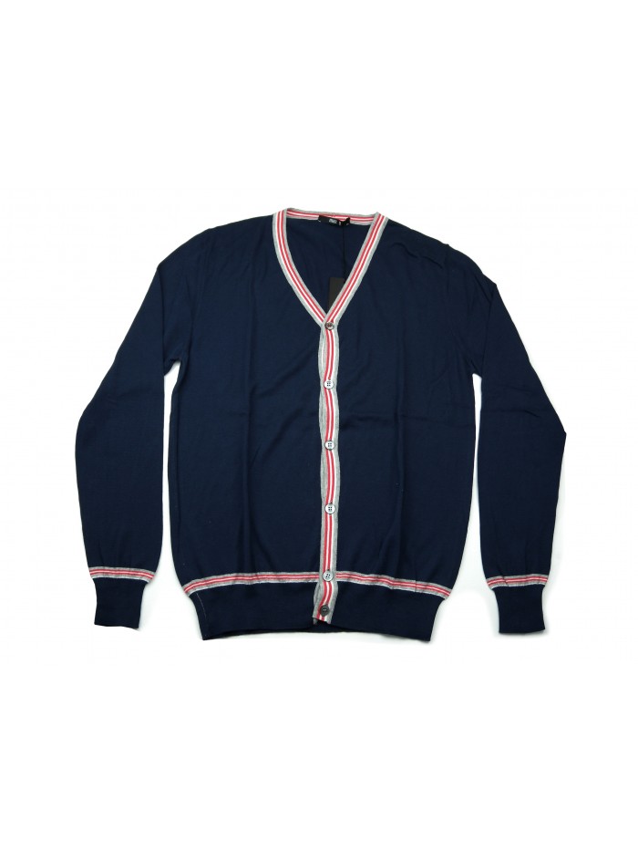 +39 Masq Cardigan Man Mod. PEM9663 VAR 8137 V Neck Blue / White / Red