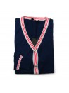 +39 Masq Cardigan Man Mod. PEM9663 VAR 8137 V Neck Blue / White / Red