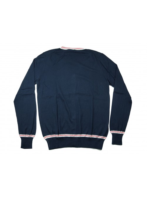+39 Masq Cardigan Man Mod. PEM9663 VAR 8137 V Neck Blue / White / Red