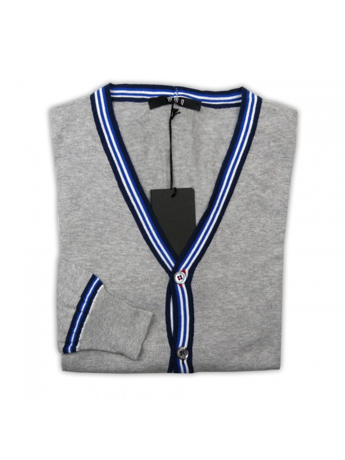 +39 Masq Cardigan Man Mod. PEM8136 VAR 8137 V Neck Gray / Blue / White