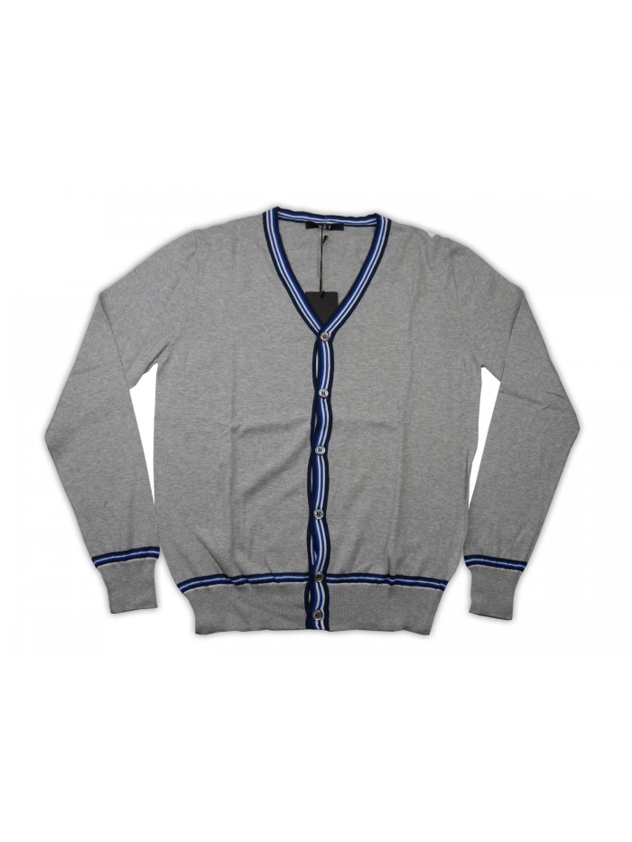 +39 Masq Cardigan Uomo Mod. PEM8136 VAR 8137 V Neck Grigio/Blu/Bianco