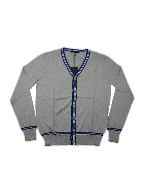 +39 Masq Cardigan Uomo Mod. PEM8136 VAR 8137 V Neck Grigio/Blu/Bianco