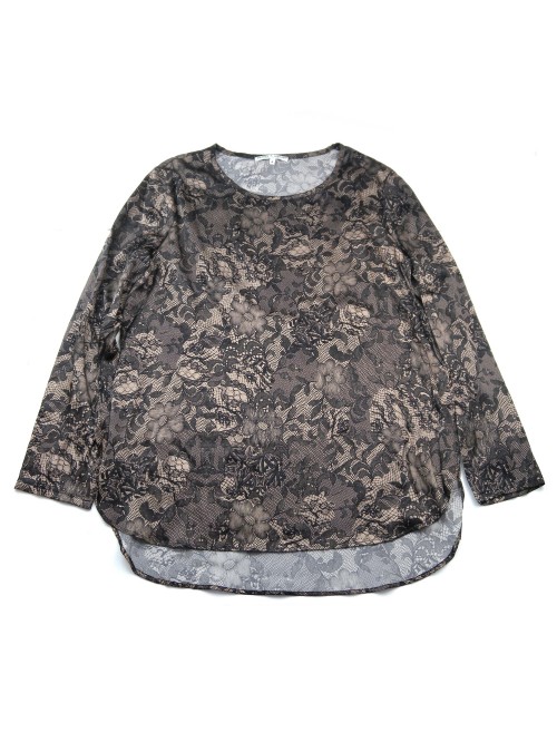 Daniel & Mayer Woman Sweater Mod. Tangeri Black Lace on Taupe