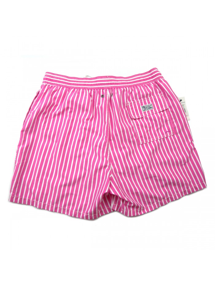 Ralph Laurent Costume Da Bagno Uomo Samuel Trunk Cotton Rigato Pink