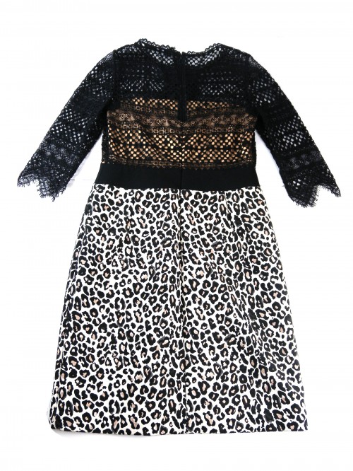 Mari Grazia Severi Abito Donna Mod. 6WS04084232 Animalier Pizzo Bianco/Nero