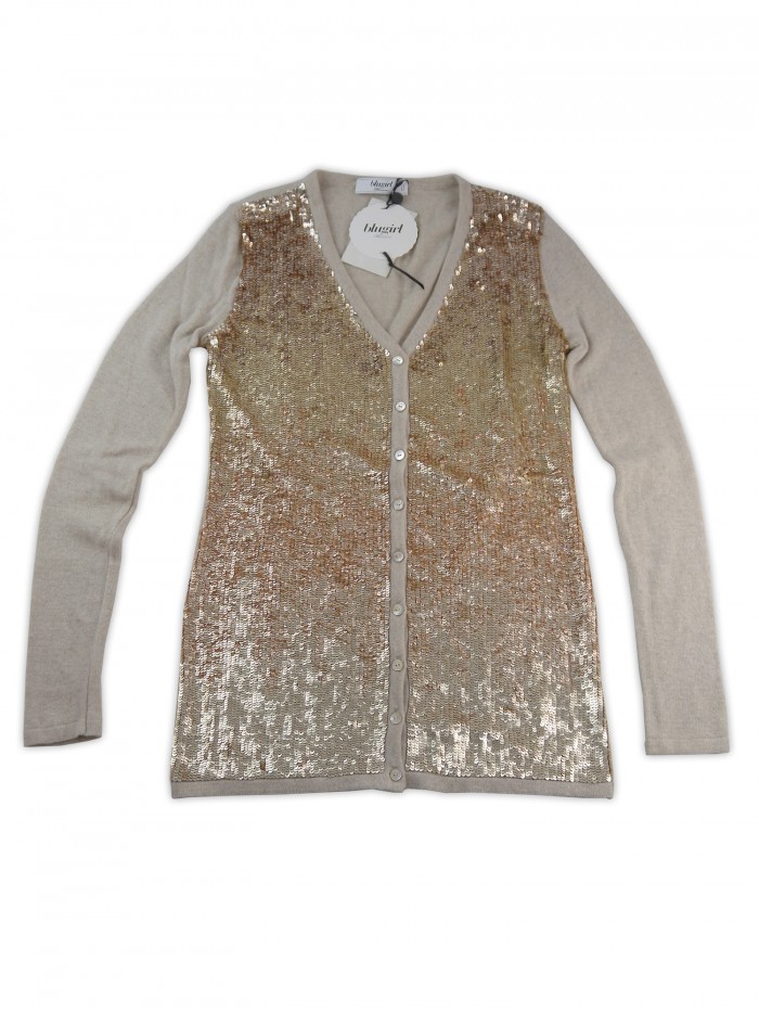 Blugirl Cardigan Woman Paillettes Gold Beige Blugirl Cardigan Woman Paillettes Gold Beige