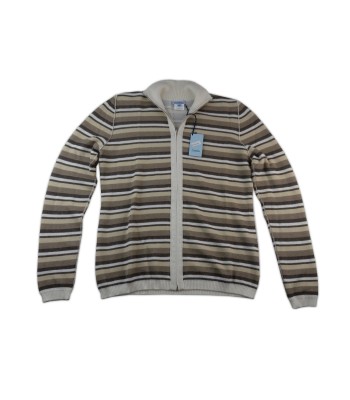 Malo Women's Beige / White / Brown Striped Zip Cardigan