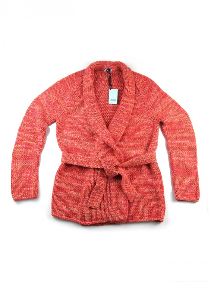 Malo Cardigan Donna Over Aperto Arancio Melange Malo Cardigan Donna Over Aperto Arancio Melange
