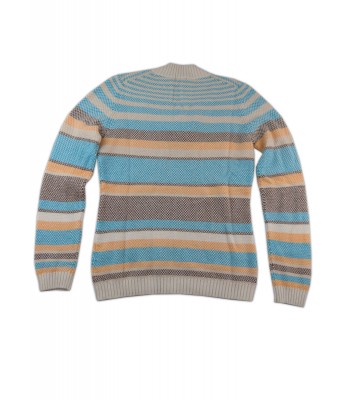 Malo Maglia Donna Collo a V Bande Multicolor Turchese 2