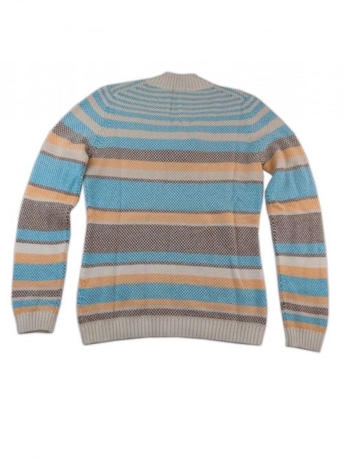 Malo Maglia Donna Collo a V Bande Multicolor Turchese