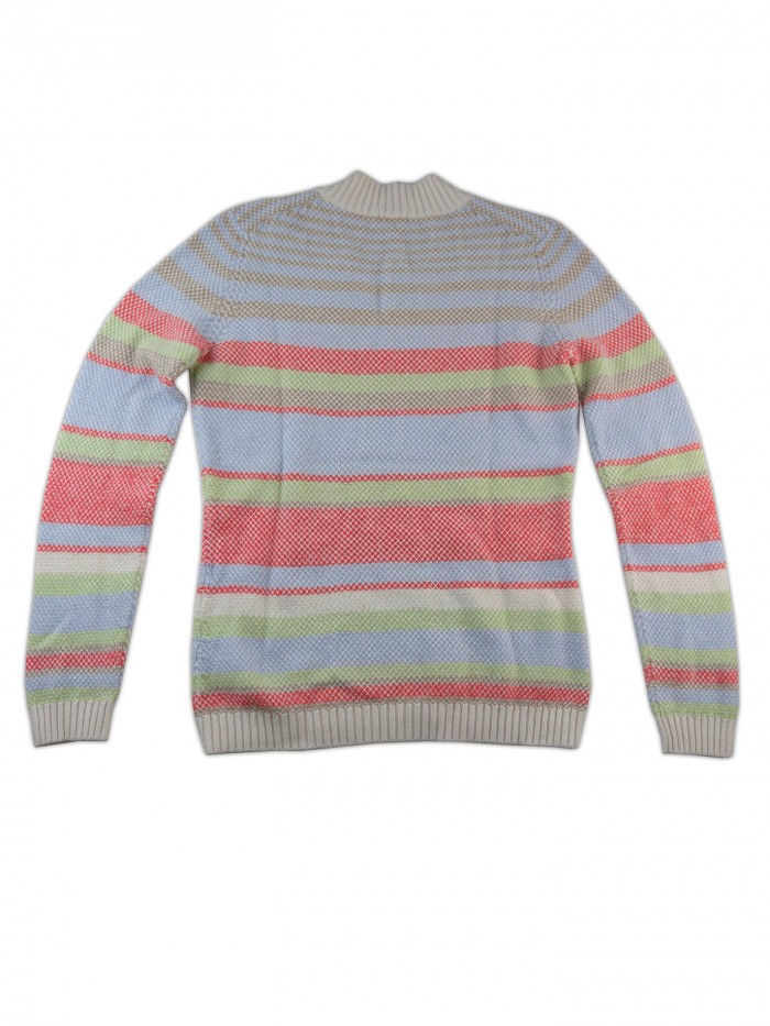 Malo Maglia Donna Collo a V Bande Multicolor Arancio