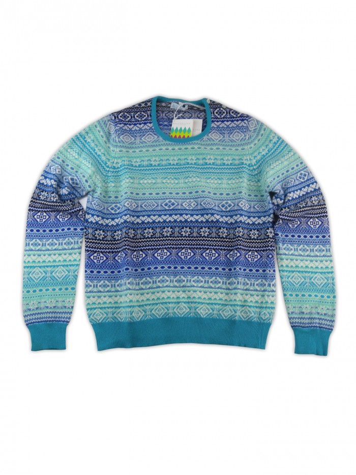 Ballantyne Sweater Woman Jacquard Multicolor Turquoise Ballantyne Sweater Woman Jacquard Multicolor Turquoise