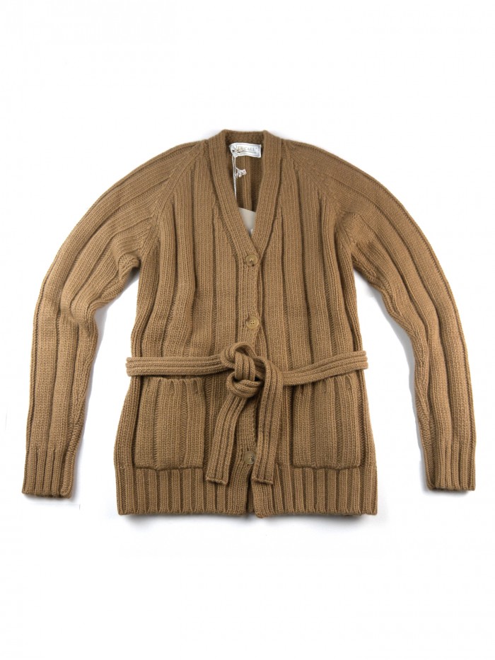 Agnona Cardigan Donna Coste Verticali Cammello Agnona Cardigan Donna Coste Verticali Cammello