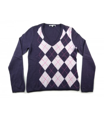Daniel & Mayer Maglia Donna Collo a V Losanghe Rosa/Viola 2