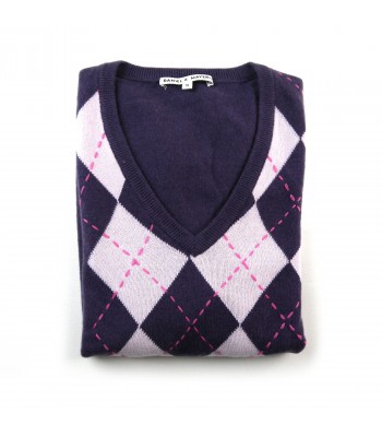 Daniel & Mayer Women's V-Neck Sweater Pink / Purple Lozenges
